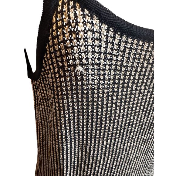 J. Peterman XS Navy Blue White Knit Twinset Cardigan & Tank Top 100% Rayon - Picture 16 of 16